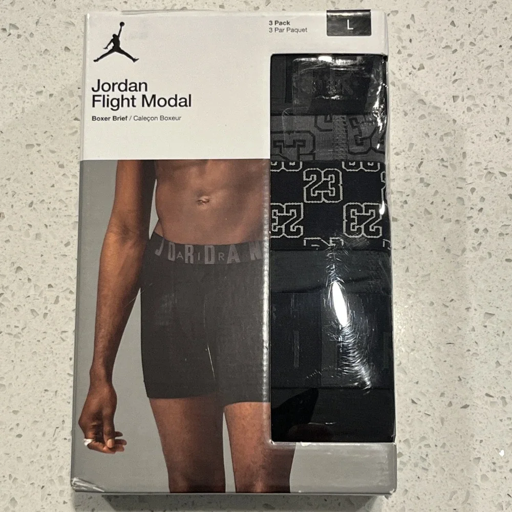 Jordan Flight Modal Boxer Brief 3 Pack Black New JM0691-023 Men's Large